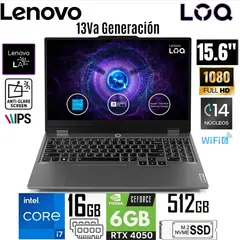 LENOVO - LAPTOP LOQ 15IRX9 INTEL CORE I7 13650HX 16GB 512GB 15.6" FHD RTX 4050 6GB W11 PRO