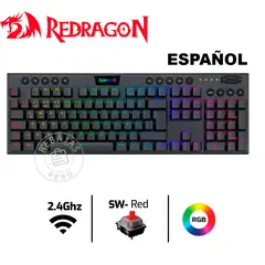 REDRAGON - HORUS FS K618 Teclado Mecánico Wireless RGB Low-Profile