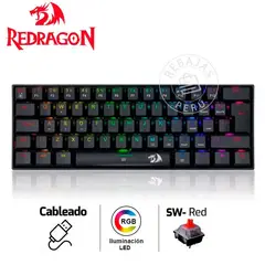 REDRAGON - Teclado Mecánico Dragonborn K630RGB 60% Switch Rojo Español