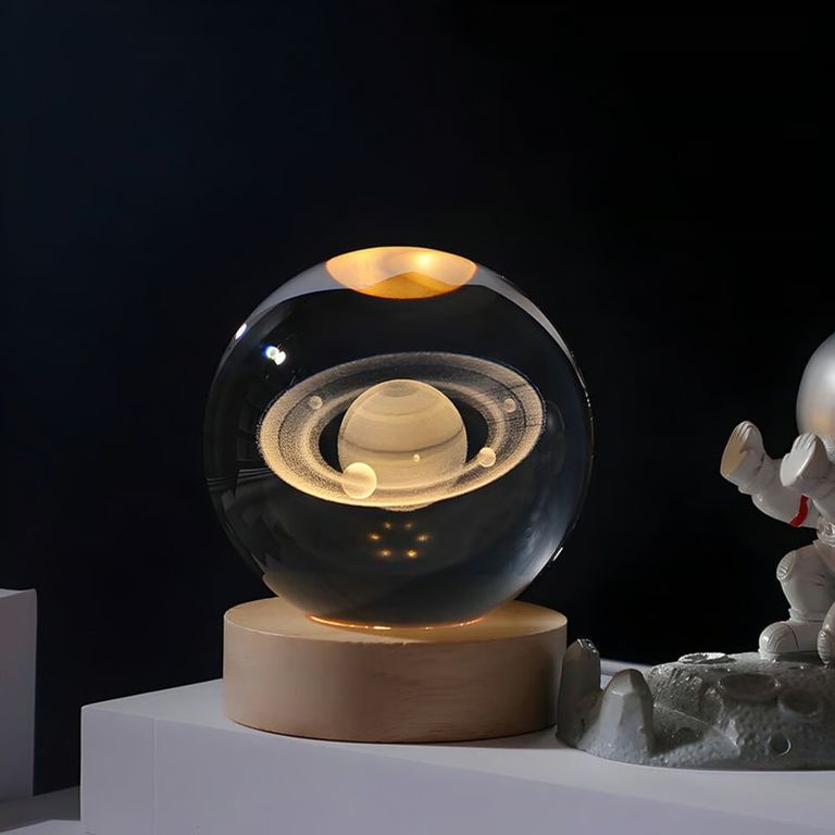 SATURNO Esfera Lampara Led Diseño 3d Saturno Grande 8 cm
