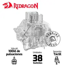REDRAGON - Kit Switches Panda Crystal Táctiles 50M Actuaciones RGB