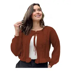 GENERICO - Chompa Mujer Hilo Abierto G359-22 Color Camello