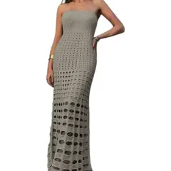 GENERICO - Vestido Mujer Hilo Maxi Bombas G359-35 Color Hueso