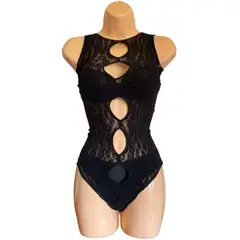 GENERICO - Body malla color negro manga cero