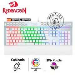 REDRAGON - Teclado Mecánico YAMA K550 Blanco RGB Purple Switch Español