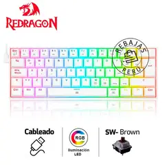 REDRAGON - Teclado Mecánico DRAGONBORN K630W RGB Brown Switch Blanco