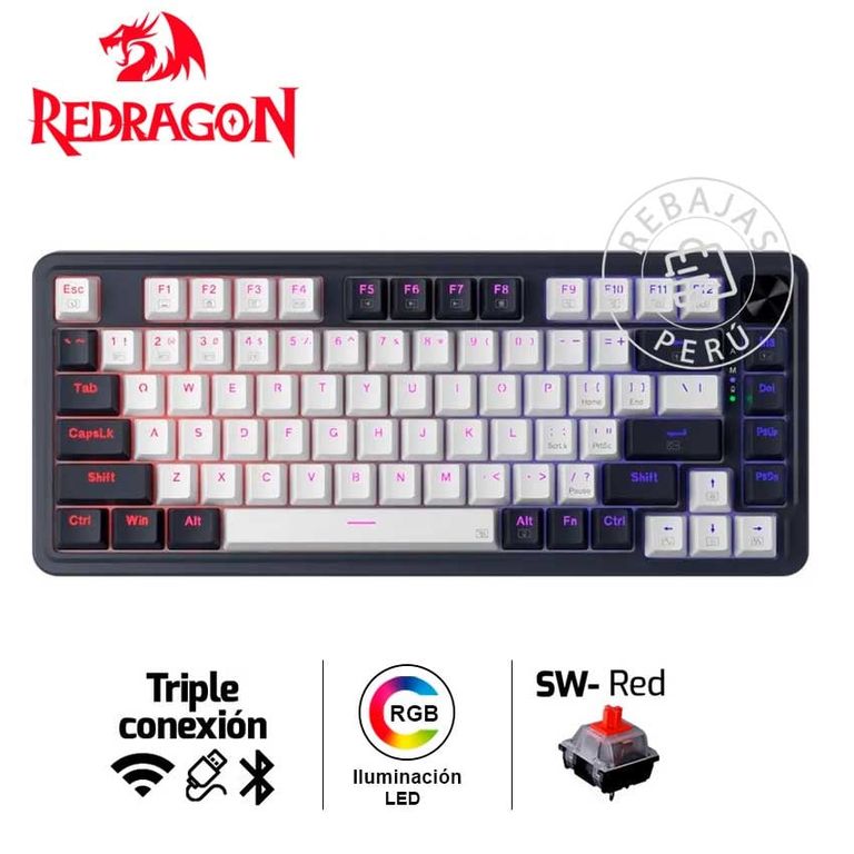 Teclado UCALPRO-RGB Wireless 75% Switch Rojo RGB Bluetooth