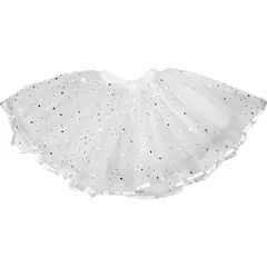 NACIONAL - Tutú Dos Capas Blanco para Ballet y Danza con brillos y pretina elástica