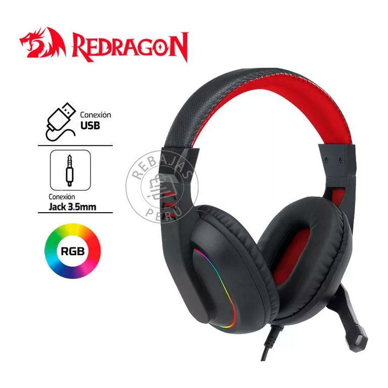 Auriculares Ares H120 RGB Sonido Estéreo 40mm, Mic y USB