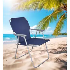 GENERICO - SILLA PLEGABLE PORTÁTIL DE TERRAZA PLAYA CAMPING LIGERA AZUL