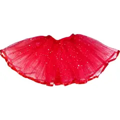 NACIONAL - Tutú Dos Capas Rojo para Ballet y Danza con brillos y pretina elástica