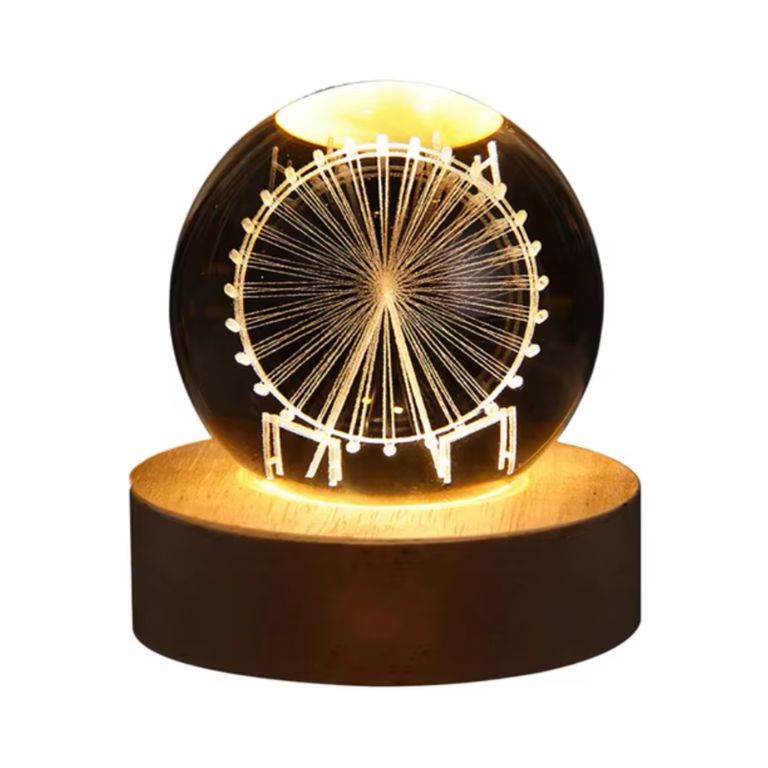 LAMPARA BOLA DE CRISTAL CON DISEÑO RUEDA