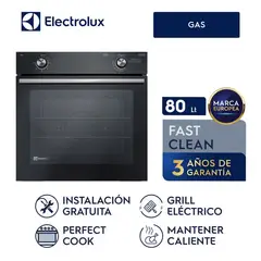 ELECTROLUX - Horno Empotrable A Gas 80L Grill Negro OE8GL