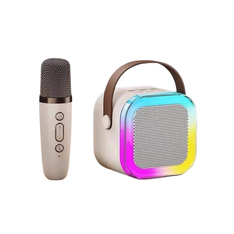MINI KARAOKE PARLANTE CON MICROFONO Y LUCES LED