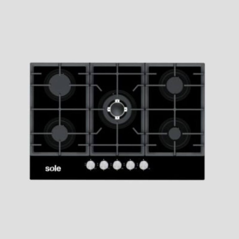 ENCIMERA VIDRIO TEMPLADO A GAS 77CM 5H SOLCO058V2
