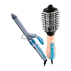 BABYLISS PRO - Combo BabylissPRO Cepillo Eléctrico BNTHBPE250PE y Rizador BABNT100SPE