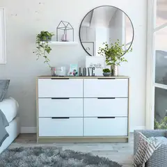 GENERICO - Comoda Madrid Blanco-Rovere - Envío Armado y Melamina 18mm