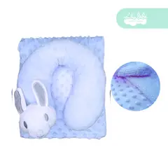 GENERICO - Almohada más collarín y manta de bebé color azul