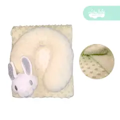 GENERICO - Almohada más collarín y manta de bebé color amarillo