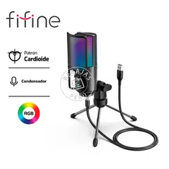 FIFINE - Micrófono K669 PRO3 USB Cardioide, RGB, Soporte y Filtro