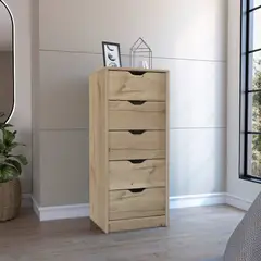 GENERICO - Cómoda Milan 5c Blanco-Duna - Envío Armado y Melamina 18mm