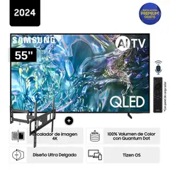 SAMSUNG - Televisor QLED Tizen OS Smart Tv 55 4K QN55Q60DAGXPE + Rack Giratorio