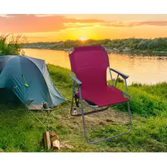 GENERICO - SILLA PLEGABLE PORTÁTIL DE TERRAZA PLAYA CAMPING LIGERA GUINDA