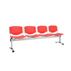 OFIDEAS - Butaca De Espera - Tandem Prisma 4 Cuerpos Color Rojo