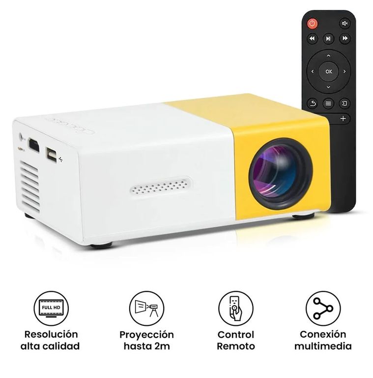 Proyector Portatil HD Multimedia con Control Remoto