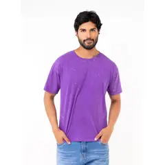 NEW YORK STARS - Polo Manga Corta -Acidwash- Morado