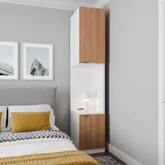 R&R MUEBLES - Velador Estante Kishika Blanco y Marrón