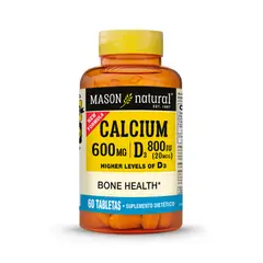 MASON NATURAL - Calcio 600 MG + Vitamina D3 800 IU (20MCG) - - 60 Tabletas