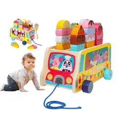 GENERICO - Juguete Montessori Camión Helados Armables de Madera para Niños