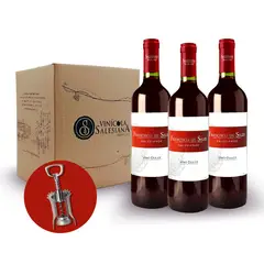 FRANCISCO DE SALES - 3 Vinos de Dulce + 1 Sacacorchos Metálico de doble engranaje Tipo Rosati
