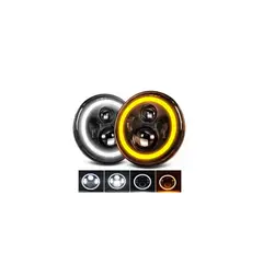 GENERICO - Faro H4 Led Redondo Ojo Ángel dual blanco y ambar 7 pulgadas