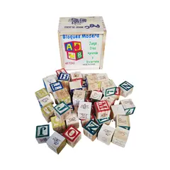 GENERICO - Juego Didáctico Caja de Cubos 48pcs ABC de Madera para Niños