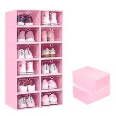GENERICO - Set x 24 Cajas Apilables Protectoras de Zapatos - Rosado