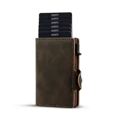 GENERICO - Billetera Tarjetero Smart Marrón Hombre Bloqueo RFID Anti-Robo