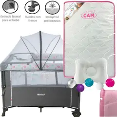 EBABY - Cuna para bebe Colecho Nala FUCSIA + Colchón ROSA