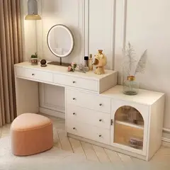 GENERICO - Tocador Joyero Lorens + Puff Corazón - Blanco