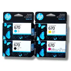 HP - Kit Tinta 670 Cyan Magenta Amarillo Negro