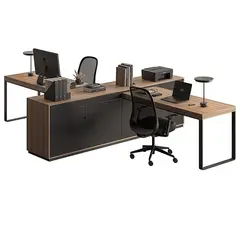 GENERICO - Modulo de Oficina Lark - Marrón y Negro