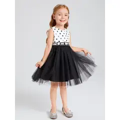 TAIS PRINCESS - Vestido fiesta niñitas con patrón de lunares 4 capas