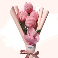 GENERICO - Ramo 04 Tulipanes Eternos Tejidos a Crochet Flores