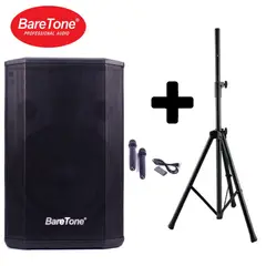 BARETONE - Parlante profesional MAX-B8 USB BT 2 micrófonos + Soporte