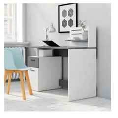 TU MESITA - Escritorio Contemporáneo Paterson BlancoGris 1puerta 1 cajón