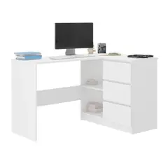 TU MESITA - Escritorio en L Clásico Century color Blanco 3 cajones