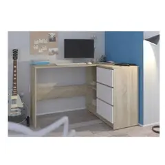 TU MESITA - Escritorio en L Clásico Century color DunaBlanco 3 cajones