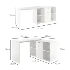 TU MESITA - Escritorio Extendible Liam color Blanco 1 cajón 1 puerta