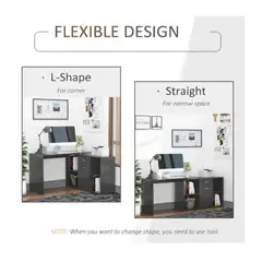 TU MESITA - Escritorio Extendible Liam color Negro 1 cajón 1 puerta